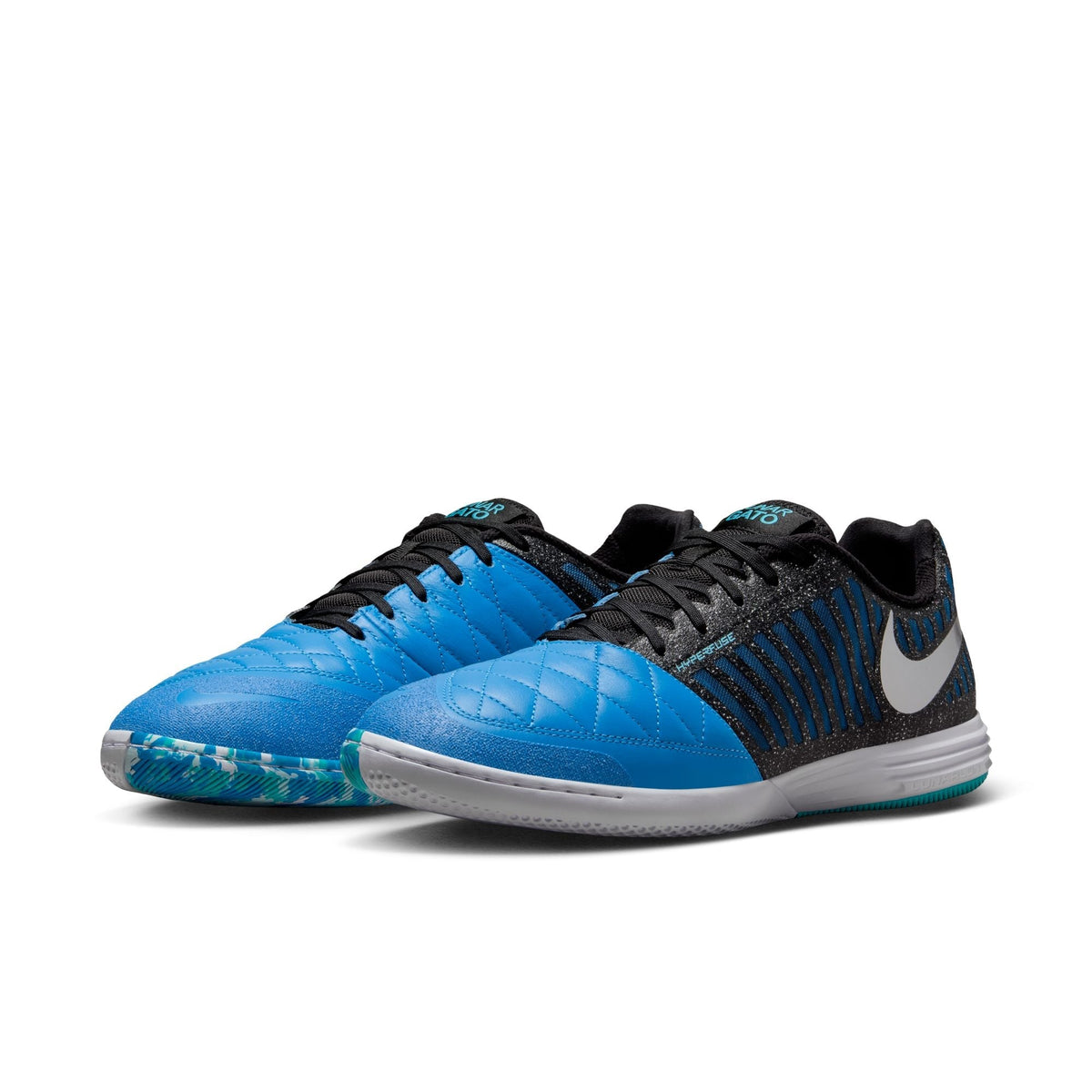 Nike Lunargato II IN Indoor Soccer Shoes- Metallic Silver/Black/Neptune Blue