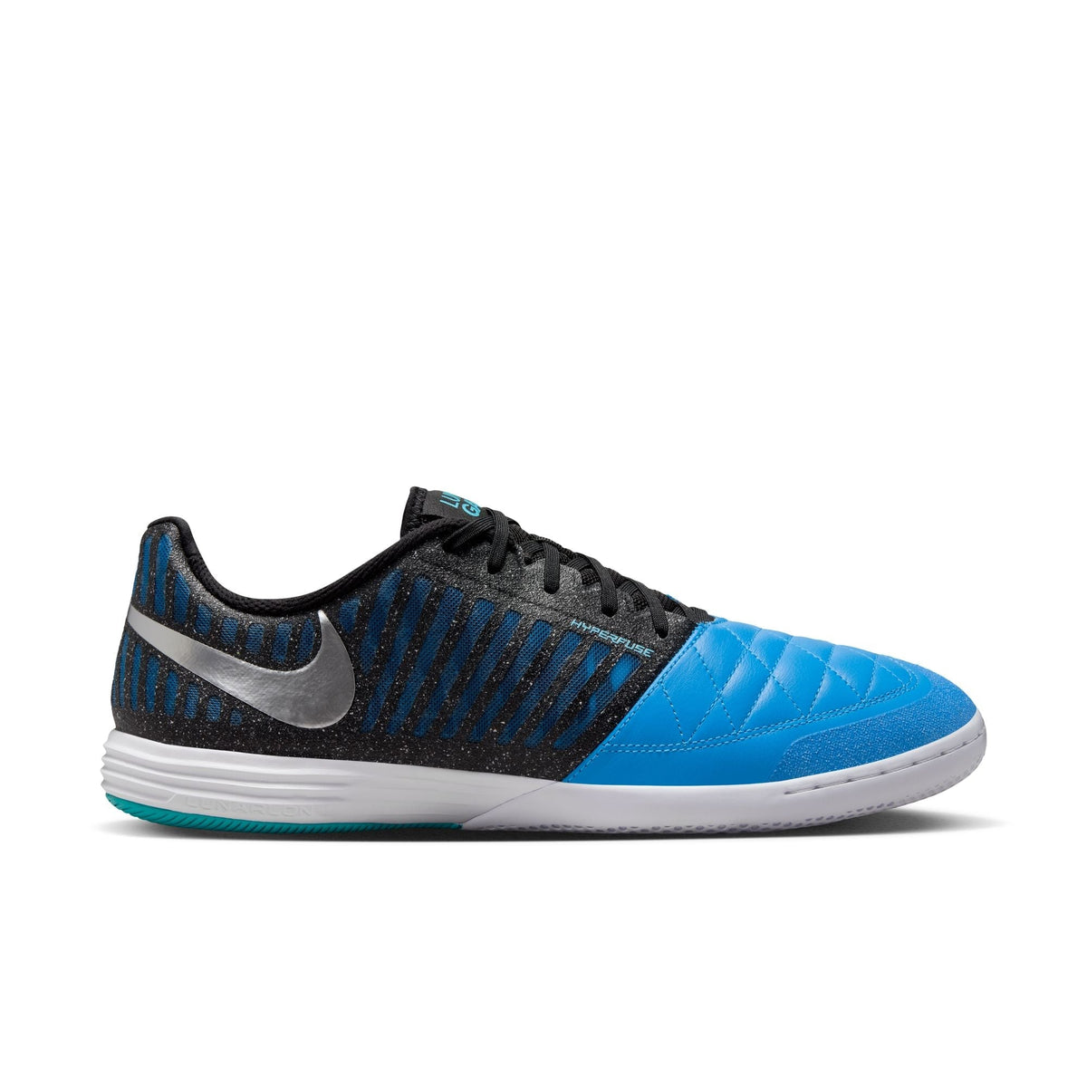 Nike Lunargato II IN Indoor Soccer Shoes- Metallic Silver/Black/Neptune Blue