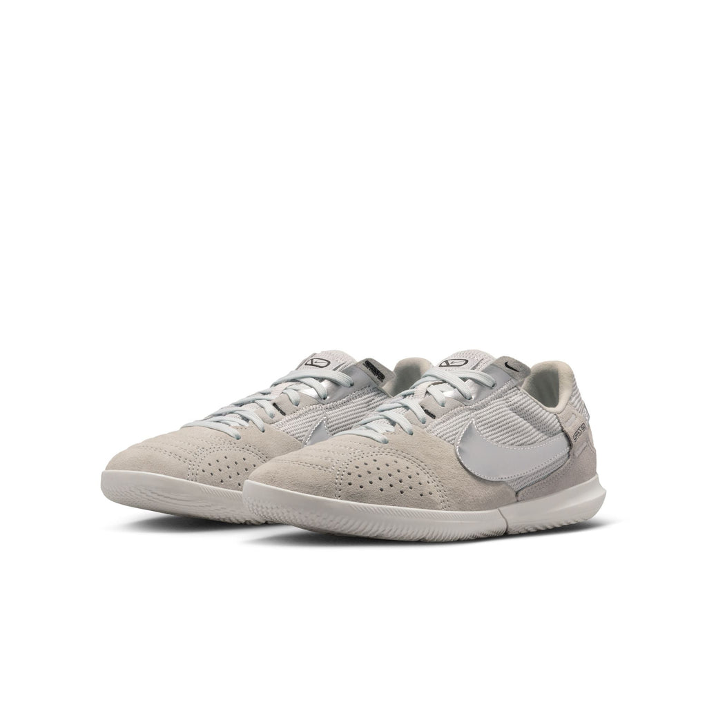 Nike Junior Streetgato Indoor Soccer Shoes- Light Smoke Grey/Metallic Silver