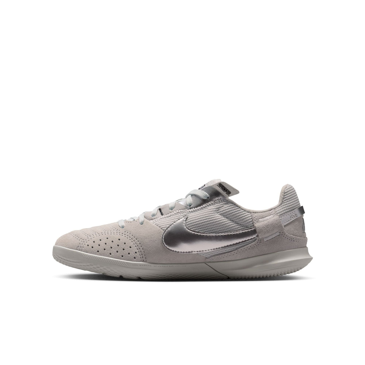 Nike Junior Streetgato Indoor Soccer Shoes- Light Smoke Grey/Metallic Silver