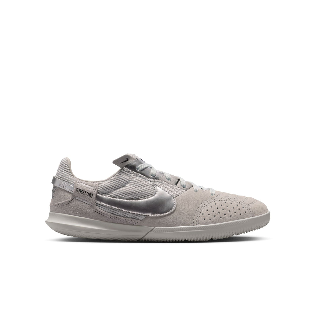 Nike Junior Streetgato Indoor Soccer Shoes- Light Smoke Grey/Metallic Silver