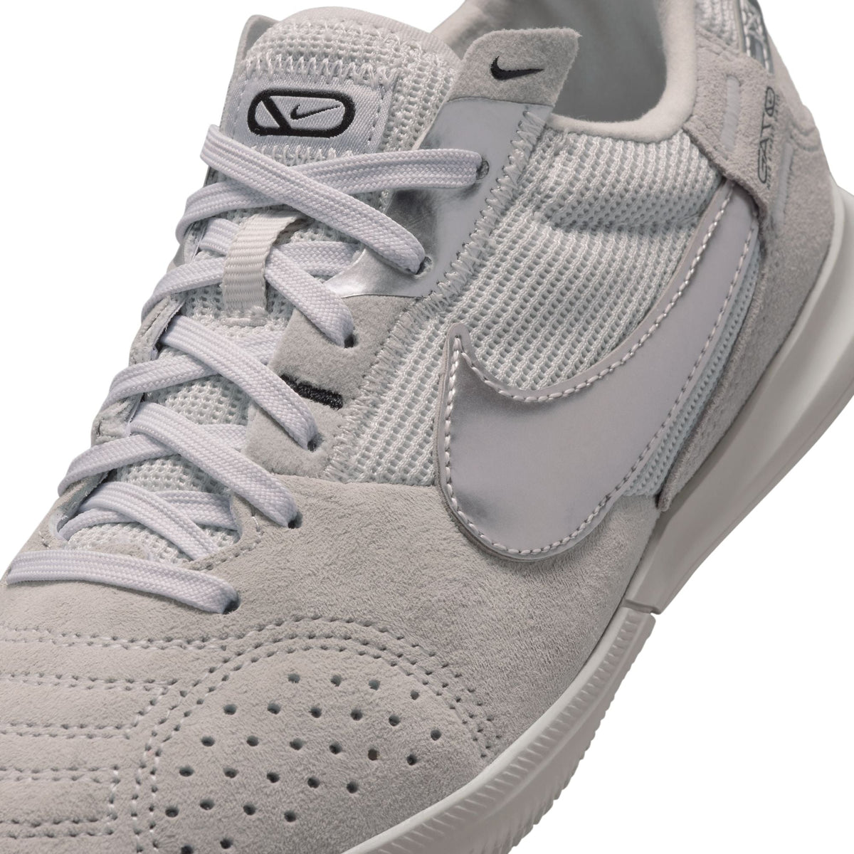 Nike Junior Streetgato Indoor Soccer Shoes- Light Smoke Grey/Metallic Silver