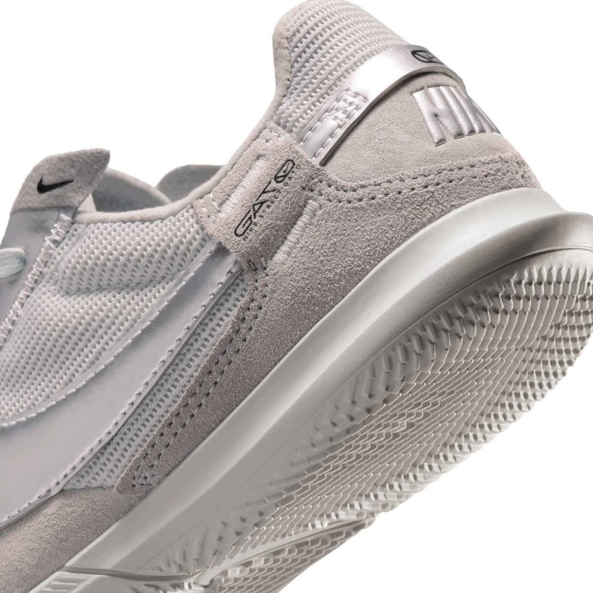 Nike Junior Streetgato Indoor Soccer Shoes- Light Smoke Grey/Metallic Silver