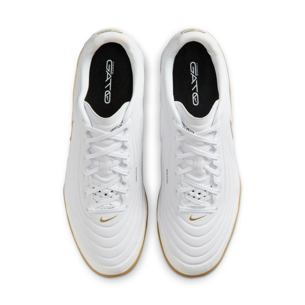 Nike Tiempo Reactgato IN Indoor/Court Low-Top Soccer Shoes - White/Metallic Gold