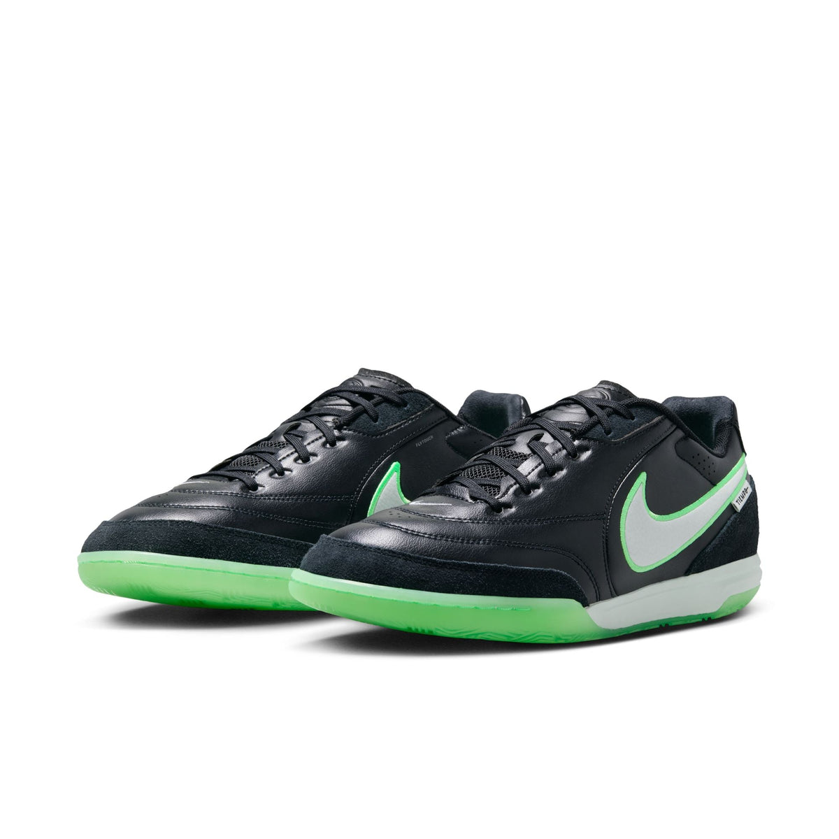Nike Tiempo Streetgato IN Indoor/Court Low-Top Soccer Shoes- Black/Illusion Green/Black