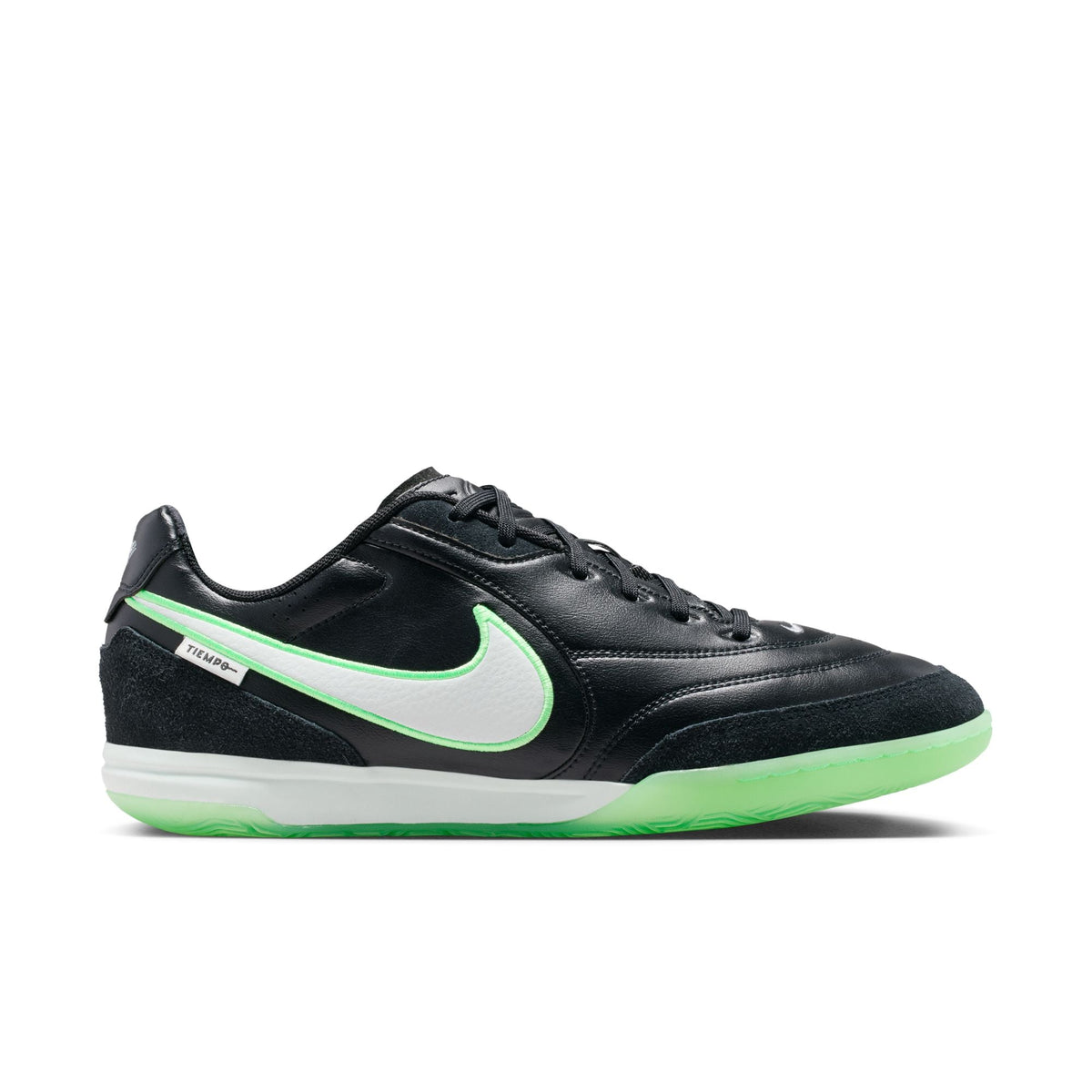Nike Tiempo Streetgato IN Indoor/Court Low-Top Soccer Shoes- Black/Illusion Green/Black