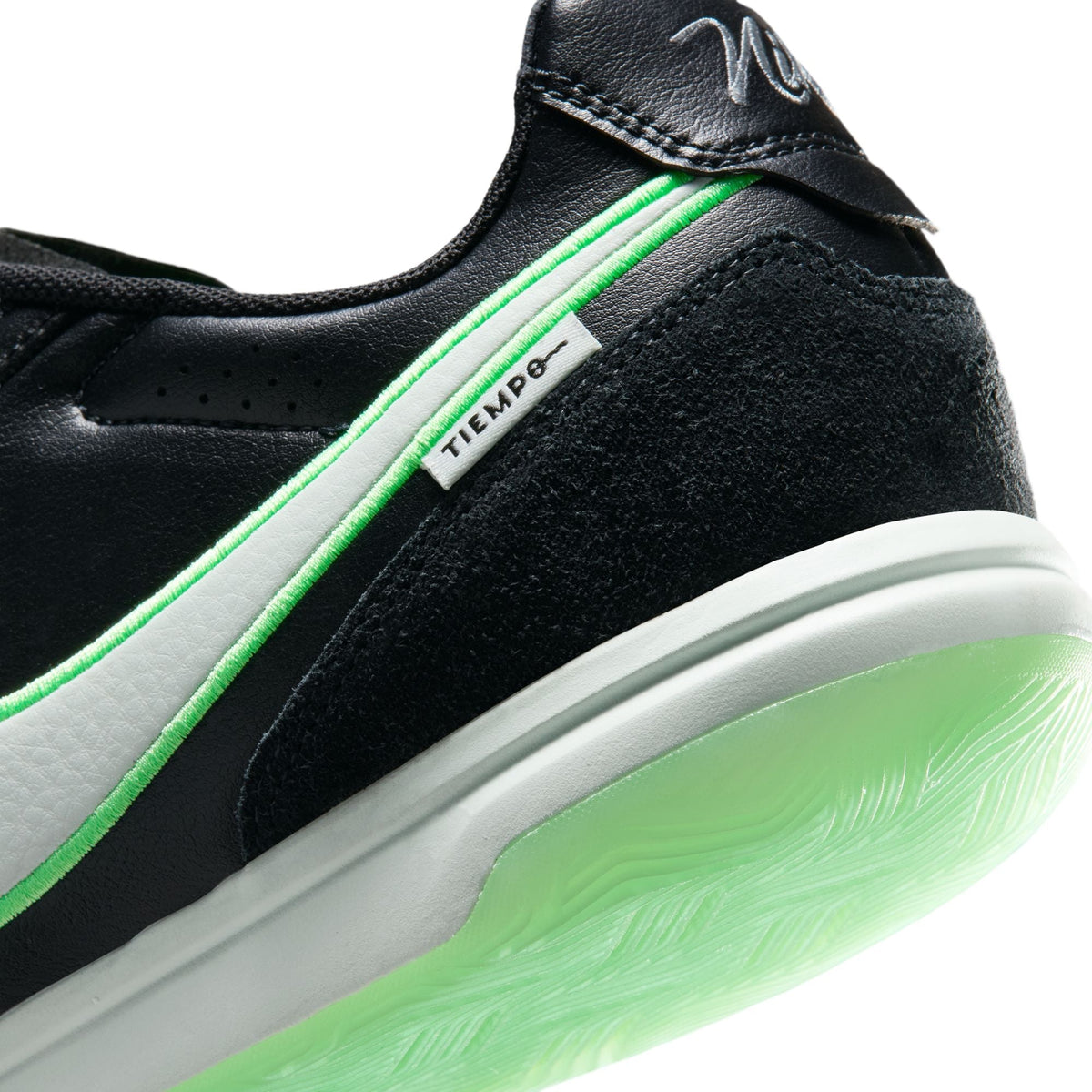 Nike Tiempo Streetgato IN Indoor/Court Low-Top Soccer Shoes- Black/Illusion Green/Black