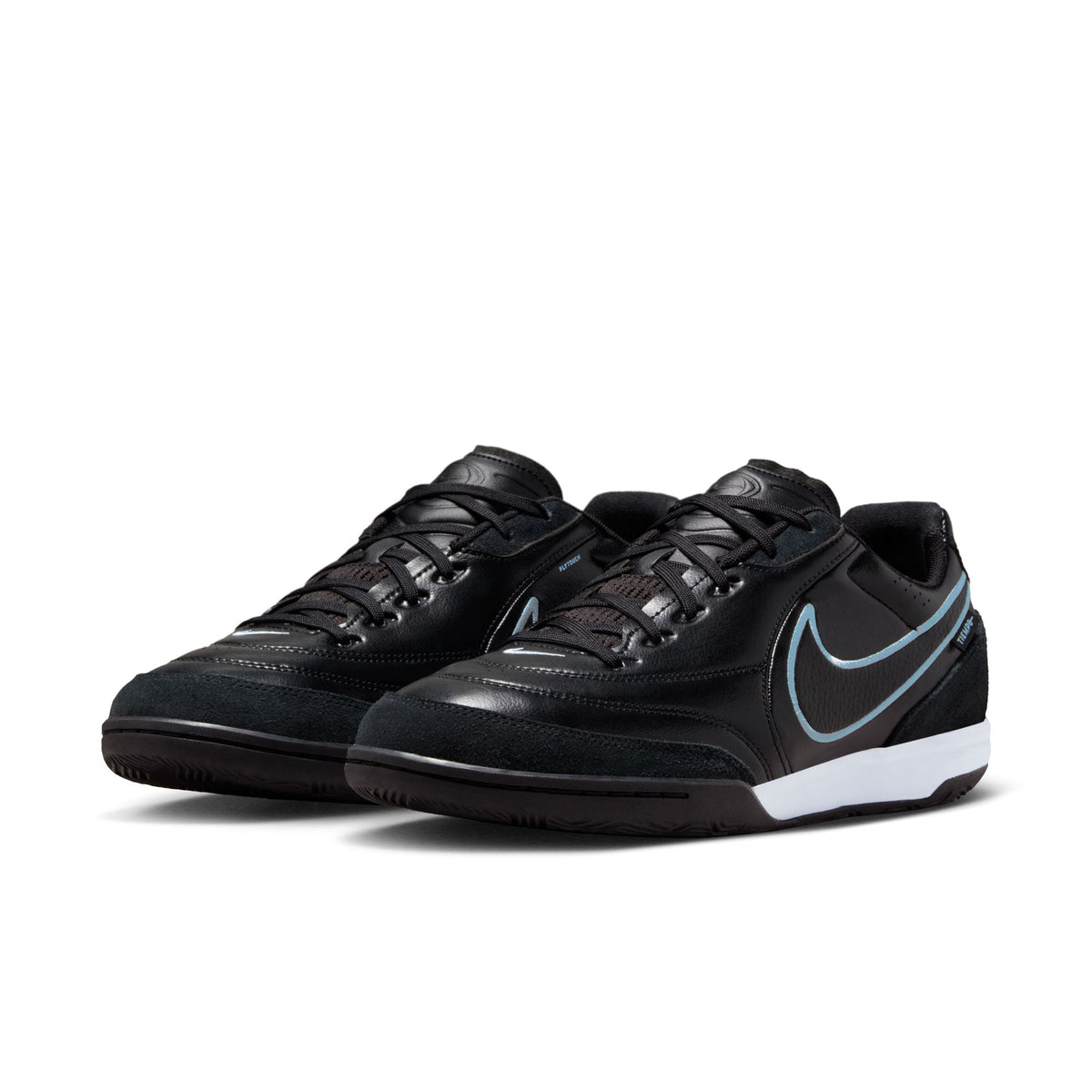 Nike Tiempo Streetgato IN Indoor/Court Low-Top Soccer Shoes-  Black/Obsidian/Ice Blue
