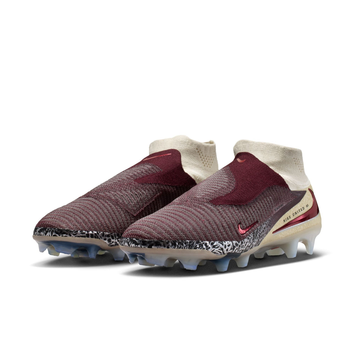 Nike United Phantom 6 High Elite FG Firm Ground Soccer Cleats - Burgundy Crush/University Red/Fossil