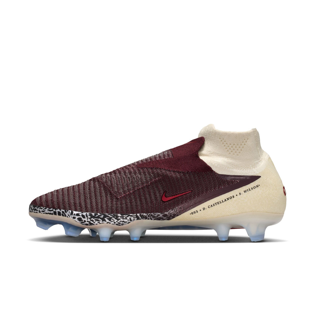 Nike United Phantom 6 High Elite FG Firm Ground Soccer Cleats - Burgundy Crush/University Red/Fossil