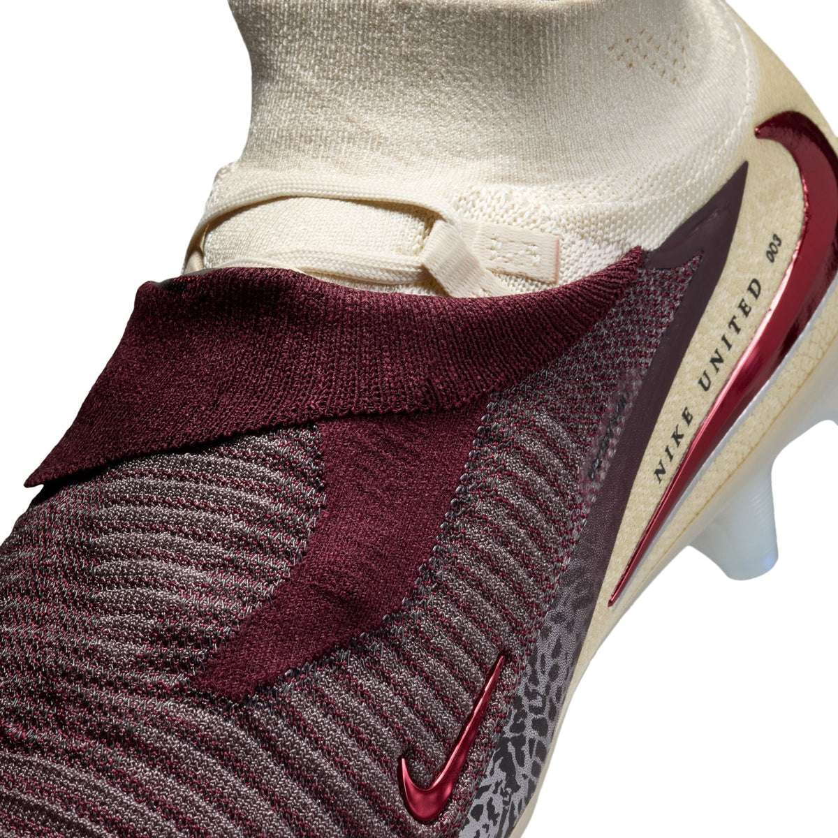 Nike United Phantom 6 High Elite FG Firm Ground Soccer Cleats - Burgundy Crush/University Red/Fossil