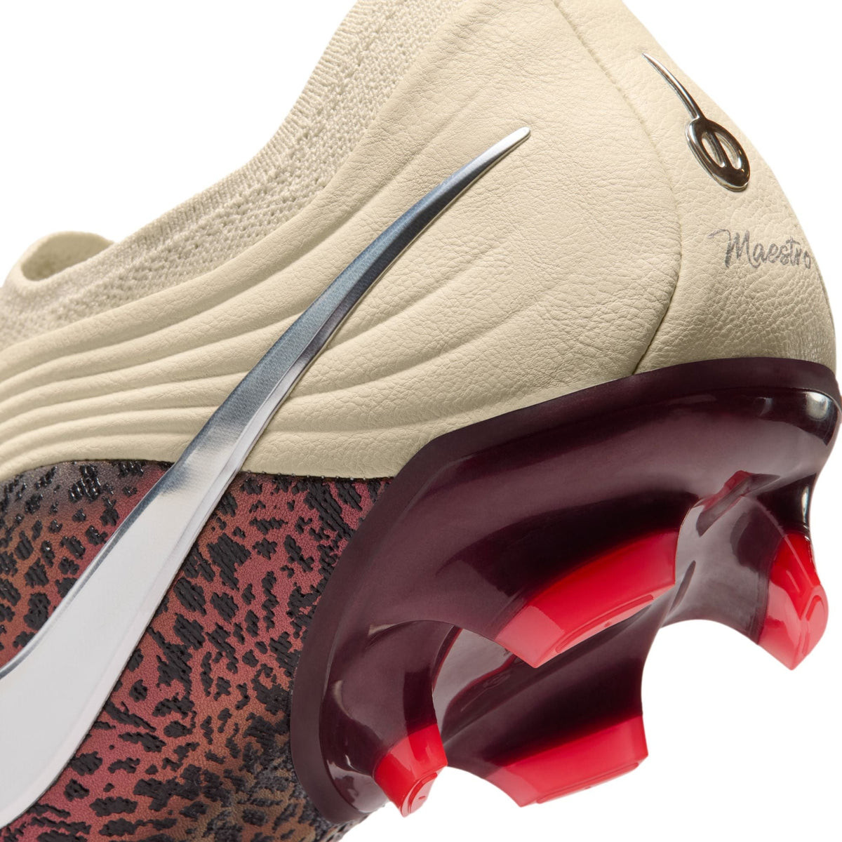 Nike United Tiempo Maestro Elite Firm-Ground Soccer Cleats- Fossil/Metallic Silver/ Burgundy Crush
