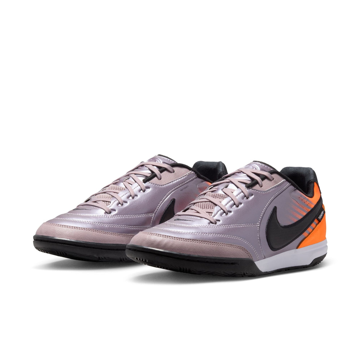 Nike Tiempo Streetgato PRM Heritage IN Indoor/Court Low-Top Soccer Shoes- Bleached Lilac/Black/Total Orange