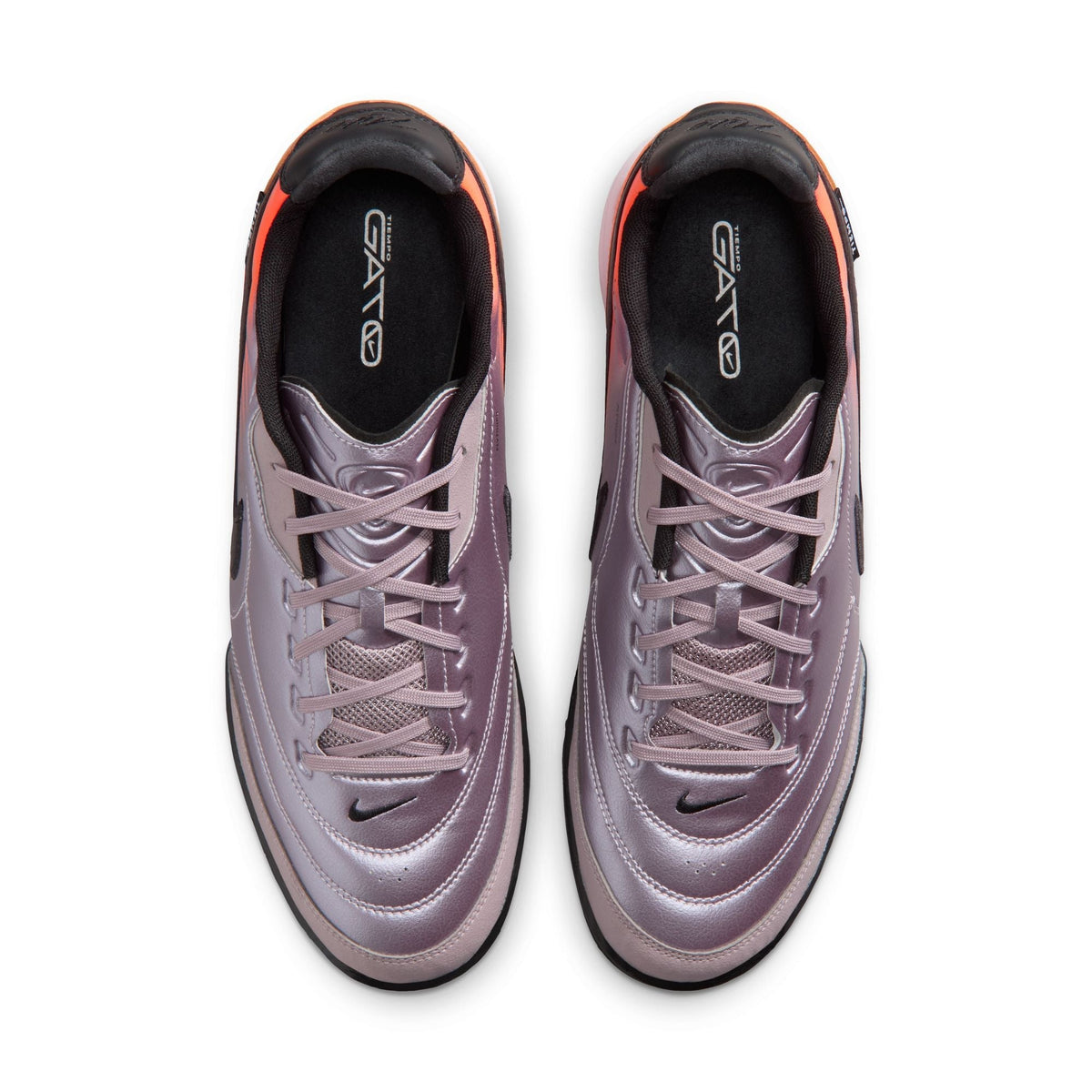 Nike Tiempo Streetgato PRM Heritage IN Indoor/Court Low-Top Soccer Shoes- Bleached Lilac/Black/Total Orange