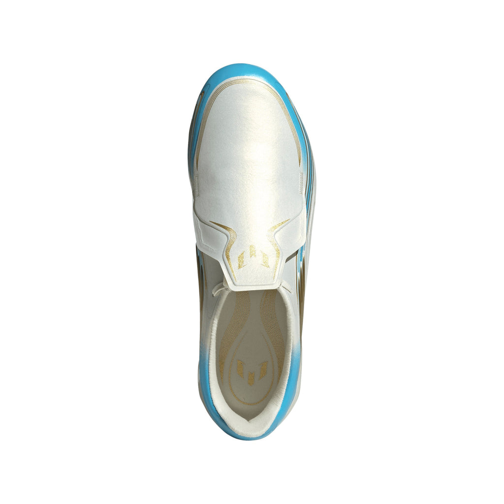 adidas F50 Elite Messi Junior FG Firm Ground Soccer Cleats- Ivory / Semi Blue Burst / Icey Blue