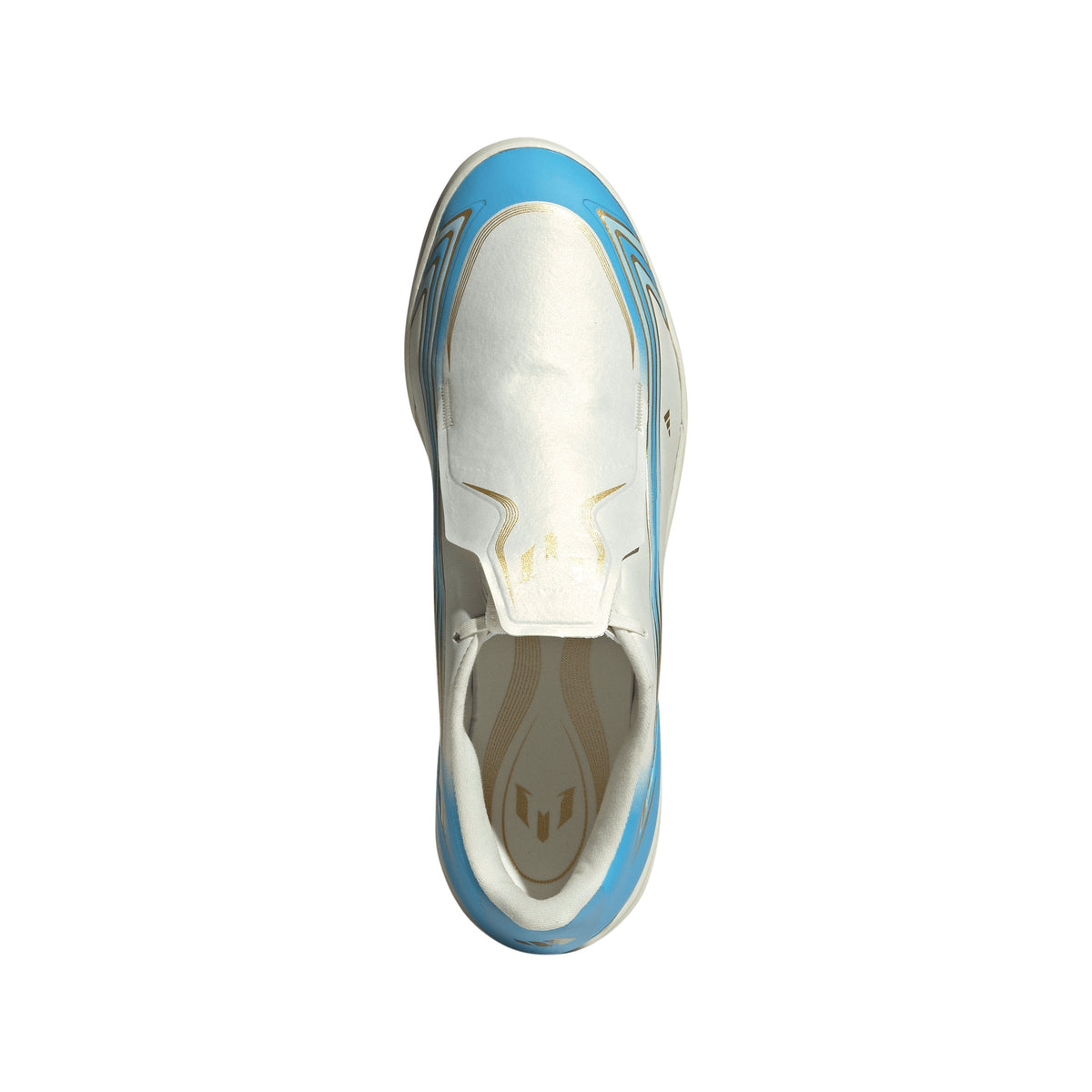 adidas F50 League Messi TF Turf Soccer Cleats- Ivory / Semi Blue Burst / Icey Blue