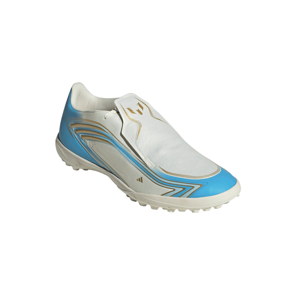 adidas F50 League Messi TF Turf Soccer Cleats- Ivory / Semi Blue Burst / Icey Blue