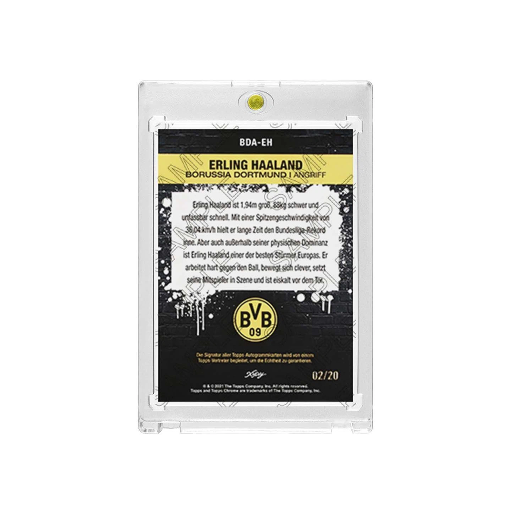 Erling Haaland Borussia Dortmund 02/20 Printed‑Signature Collectible Card, Topps Chrome Bundesliga Inspired Fan‑Made Card with Magnetic One‑Touch Holder
