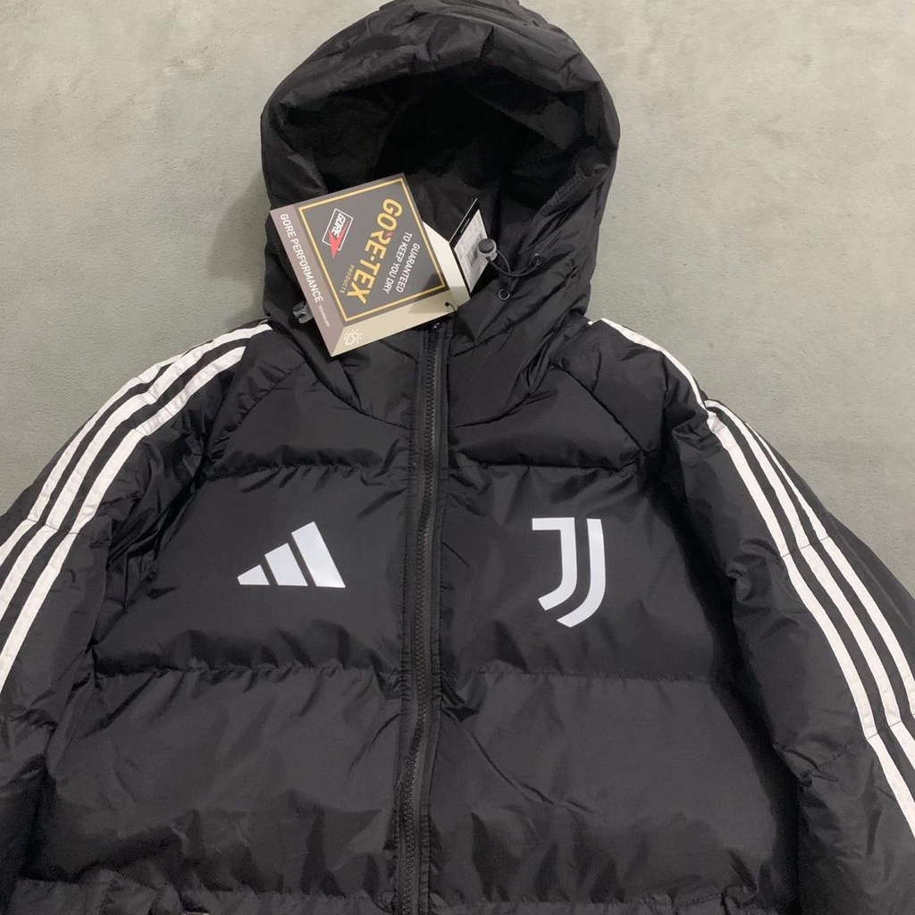 Adidas Men Juventus FC Hooded Puffer Coat GORE‑TEX Windproof Winter Football Jacket