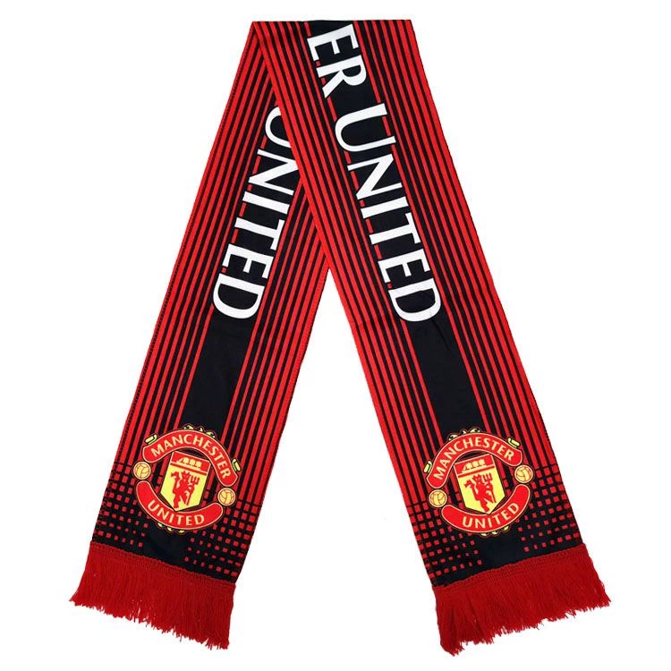 Manchester United Fan Scarf Red Black Striped Tassel