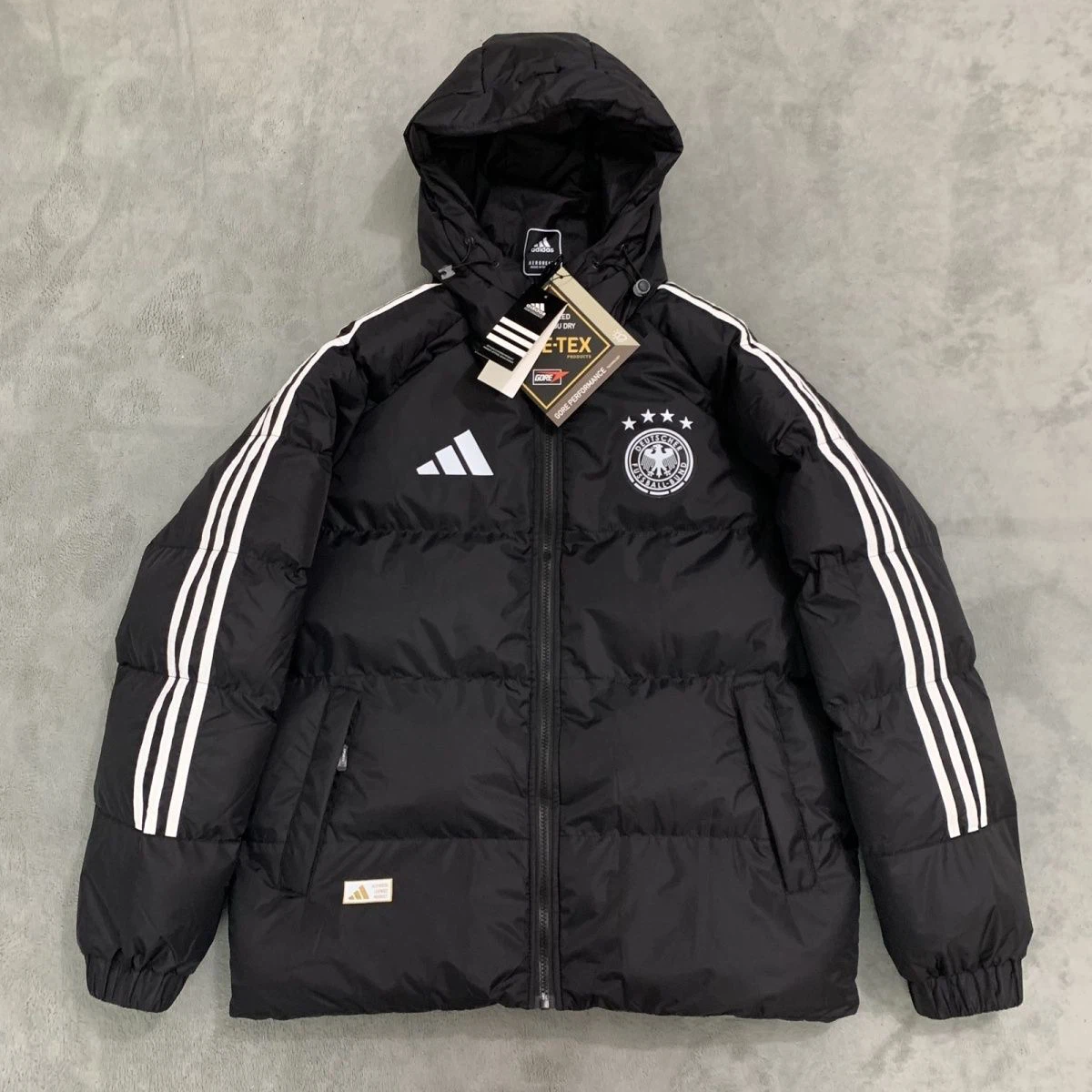 Germany National Football Team Men Full‑Zip Black Padded Hooded Winter Soccer Outerwear