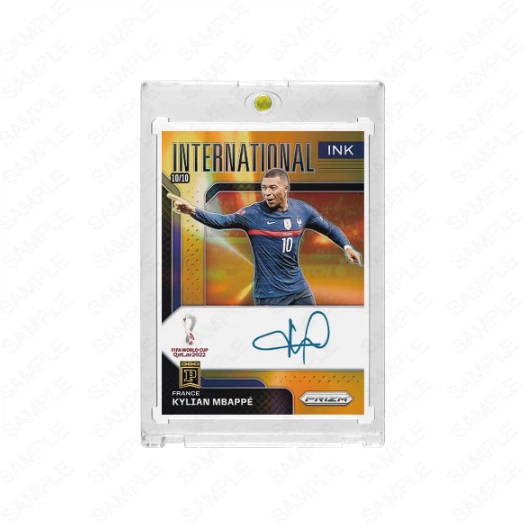 Kylian Mbappé France 10/10 Printed‑Signature International Ink Collectible Card, Panini Prizm Inspired Fan‑Made Card with Magnetic One‑Touch Holder