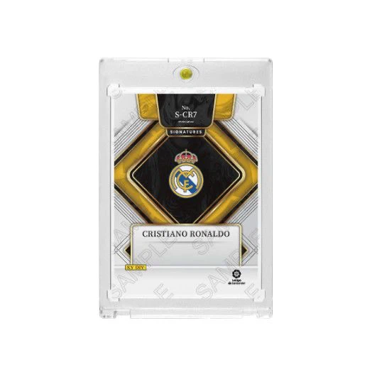Cristiano Ronaldo Real Madrid 1/1 Printed‑Signature Collectible Card, Panini Select Inspired Fan‑Made Card with Magnetic One‑Touch Holder