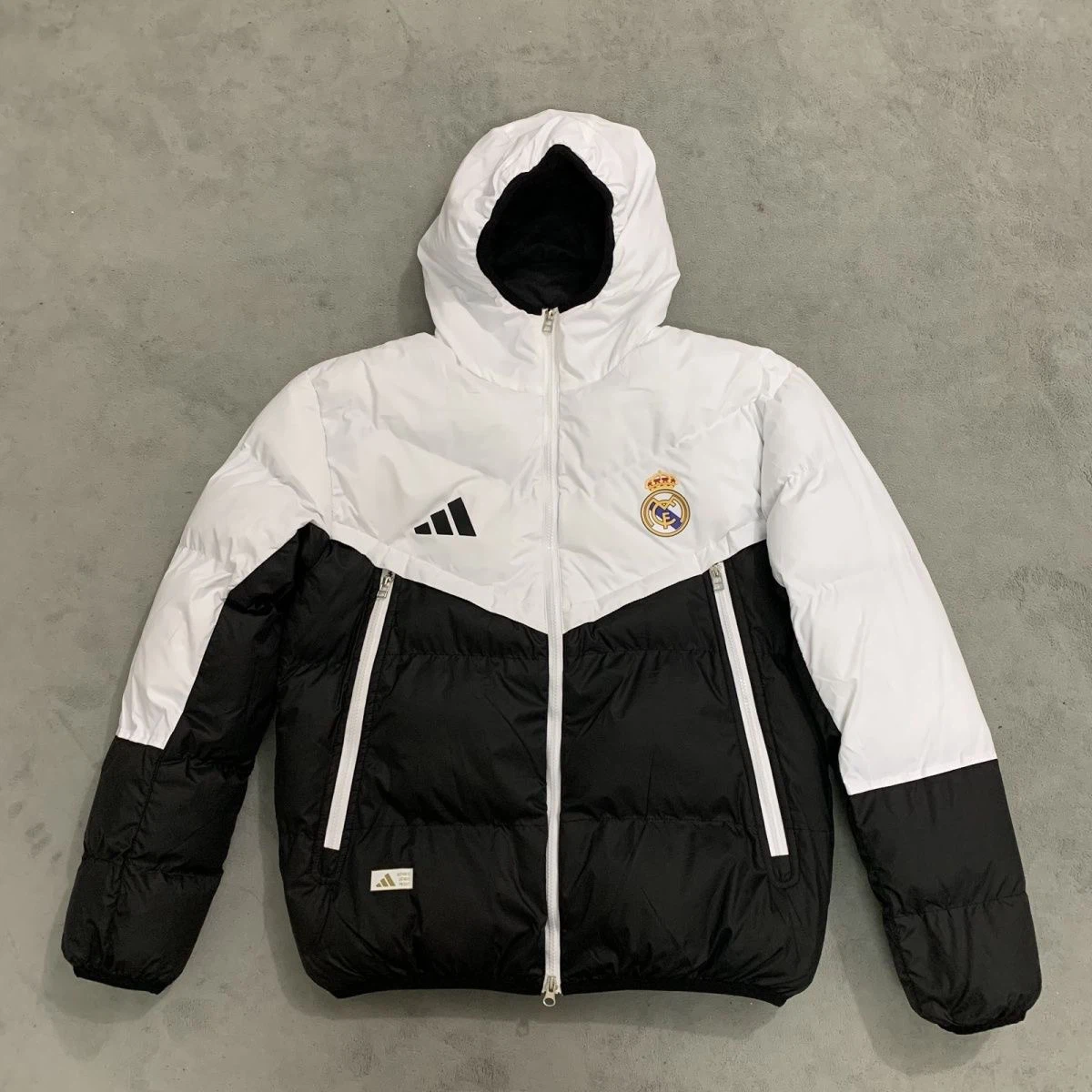 Real Madrid CF Men Full‑Zip Color Block Padded Hooded Jacket Winter Football Outerwear