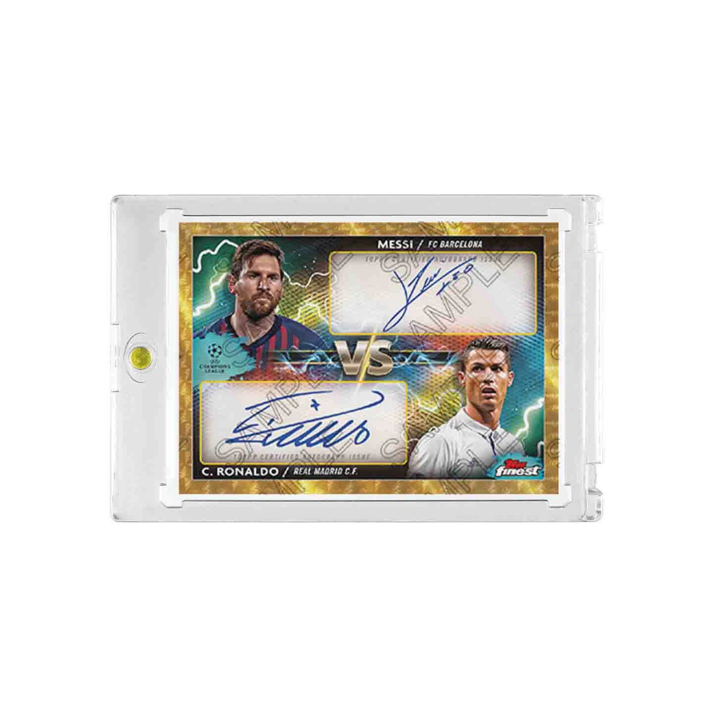 Messi vs Ronaldo Dual Printed Signature Football Trading Card, Barcelona vs Real Madrid, Magnetic One‑Touch Holder
