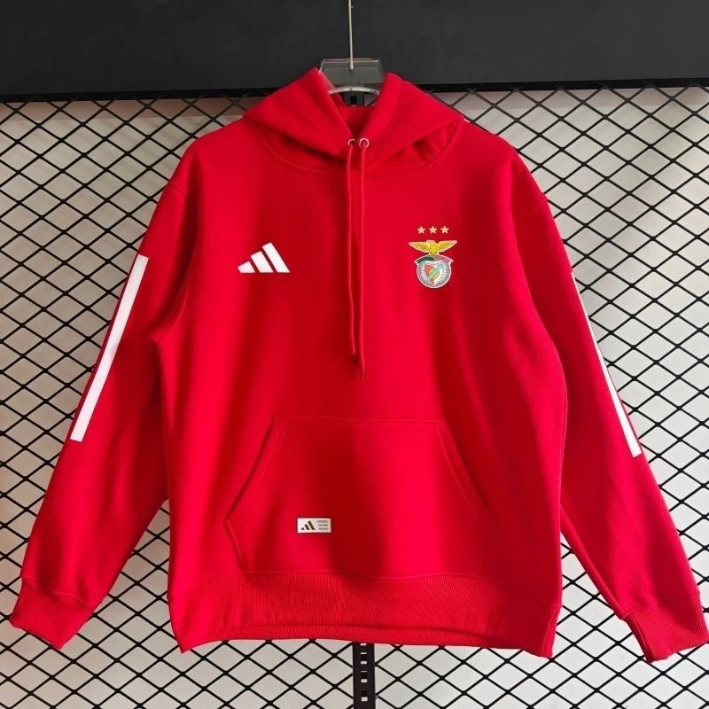 Adidas SL Benfica Men’s Pullover Hoodie, Benfica Football Fan Sweatshirt, Red