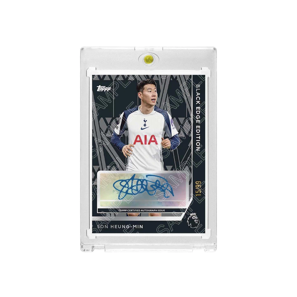 Son Heung‑Min Tottenham Hotspur Topps Black Edge Edition Printed‑Signature Collectible Card, Numbered 15/99, Fan‑Made Card with Magnetic One‑Touch Holder