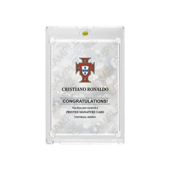Cristiano Ronaldo Portugal Clear 1/1 One‑of‑One Printed‑Signature Collectible Card, Fan‑Made Card with Magnetic One‑Touch Holder