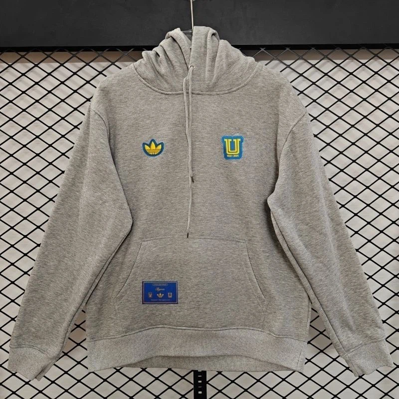 Adidas Originals Universidad de Chile Men’s Pullover Hoodie, Chile Football Fan Sweatshirt, Heather Grey