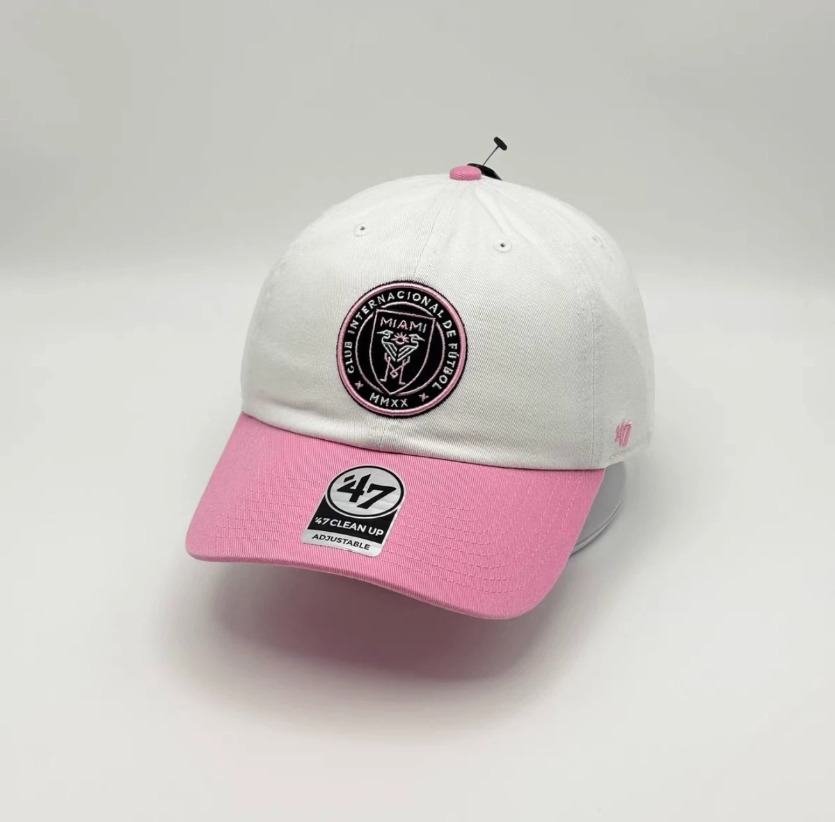 47 Brand Inter Miami CF Two‑Tone Dad Hat, Embroidered Club Crest Adjustable Soccer Fan Baseball Cap
