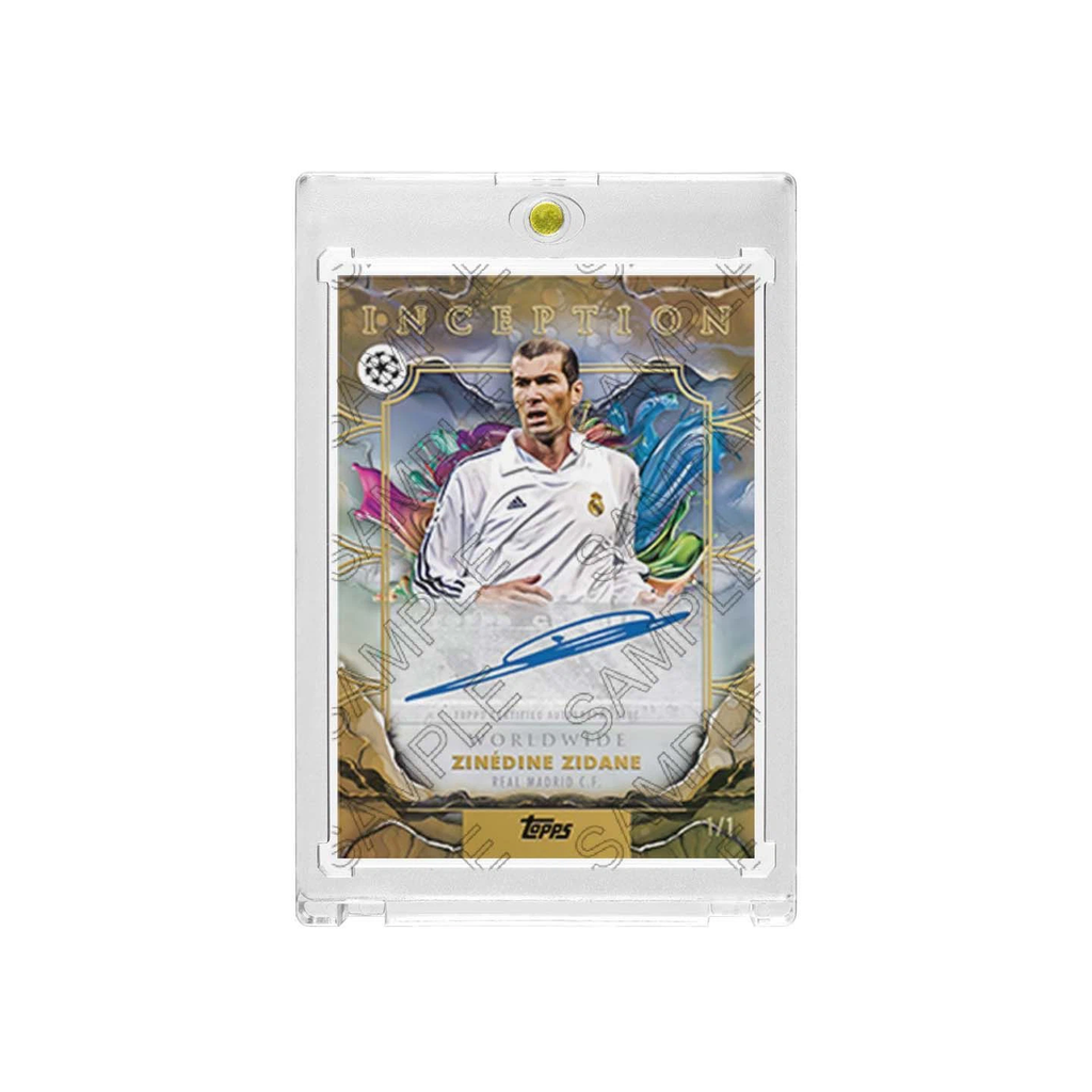 Zinedine Zidane Real Madrid Topps Inception Worldwide 1/1 One‑of‑One Printed‑Signature Collectible Card, Fan‑Made UCL Card with Magnetic One‑Touch Holder