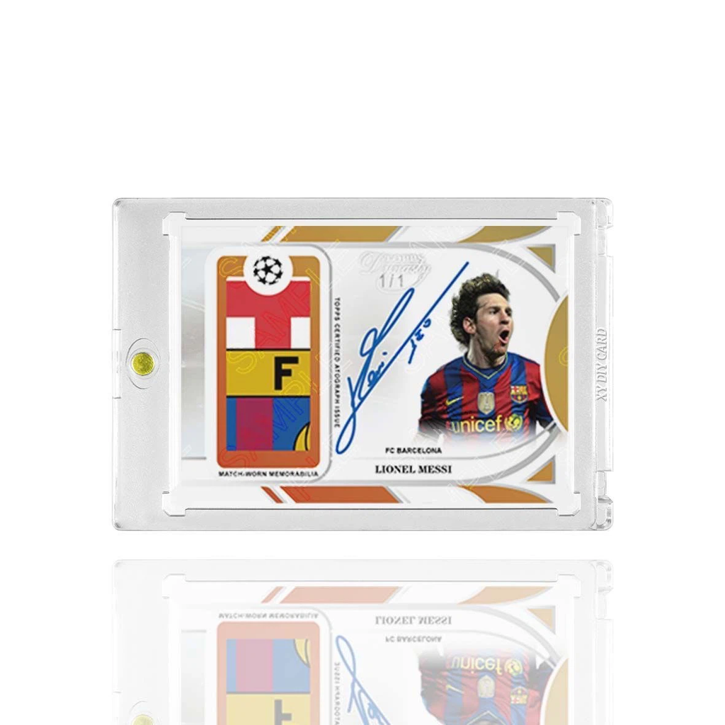 Lionel Messi FC Barcelona Dynasty Autographed Patch 1/1 Printed‑Signature Collectible Card, Fan‑Made UCL Memorabilia Card with Magnetic One‑Touch Holder