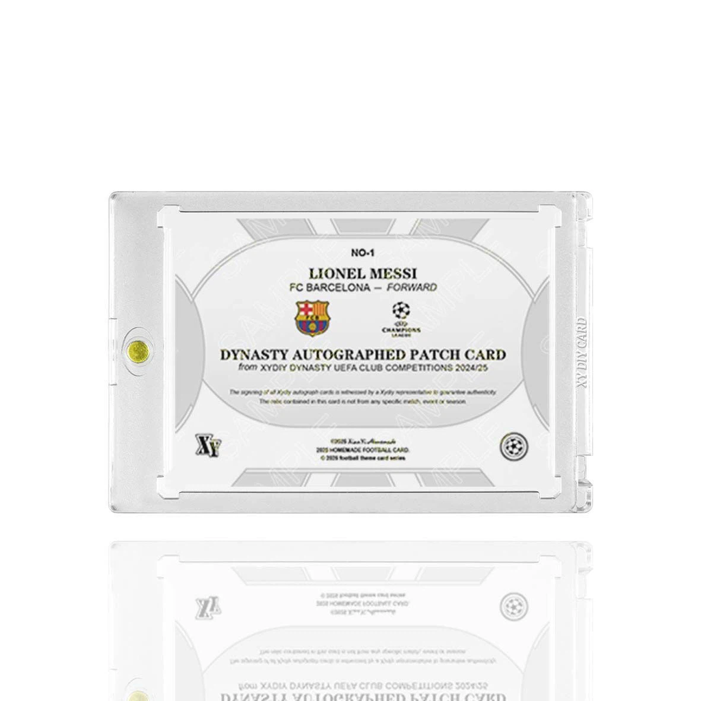 Lionel Messi FC Barcelona Dynasty Autographed Patch 1/1 Printed‑Signature Collectible Card, Fan‑Made UCL Memorabilia Card with Magnetic One‑Touch Holder