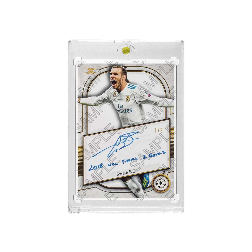 Gareth Bale Real Madrid 2018 UCL Final Inscribed 1/5 Printed‑Signature Collectible Card, Fan‑Made UEFA Champions League Card with Magnetic One‑Touch Holder