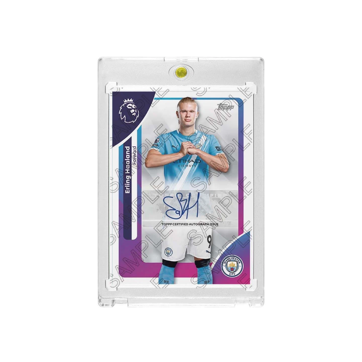 Erling Haaland Manchester City Premier League Printed‑Signature Collectible Card, Fan‑Made 2025 Series Card with Magnetic One‑Touch Holder