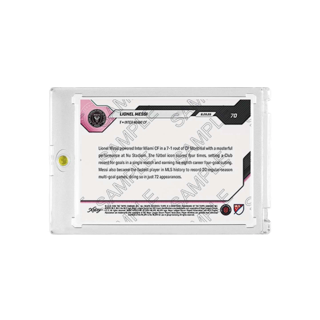Lionel Messi Inter Miami CF Topps Now Style Jersey‑Relic Printed‑Signature Card 1/1 Fan‑Made Collectible Card with Magnetic One‑Touch Holder