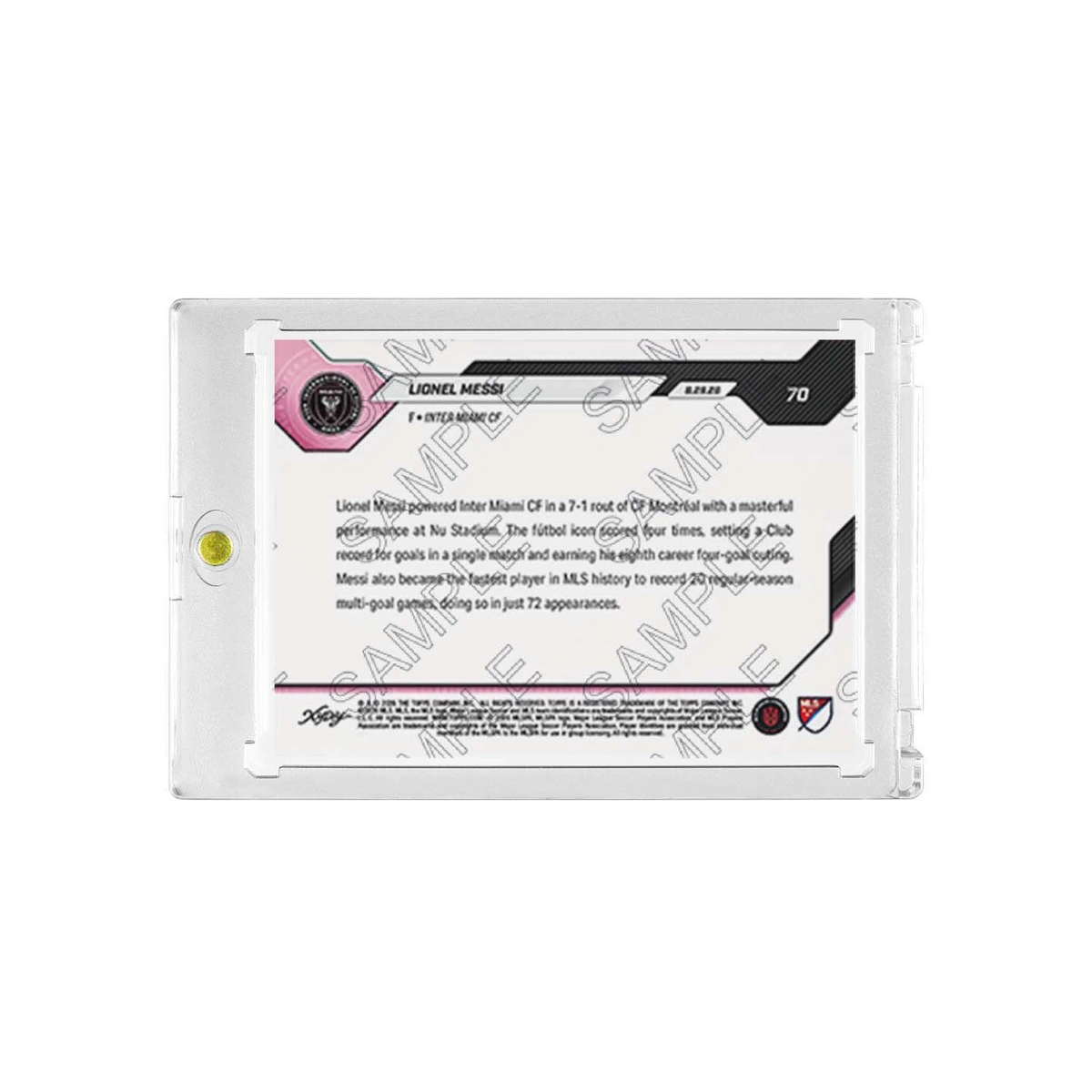 Lionel Messi Inter Miami CF Topps Now Style Jersey‑Relic Printed‑Signature Card 1/1 Fan‑Made Collectible Card with Magnetic One‑Touch Holder