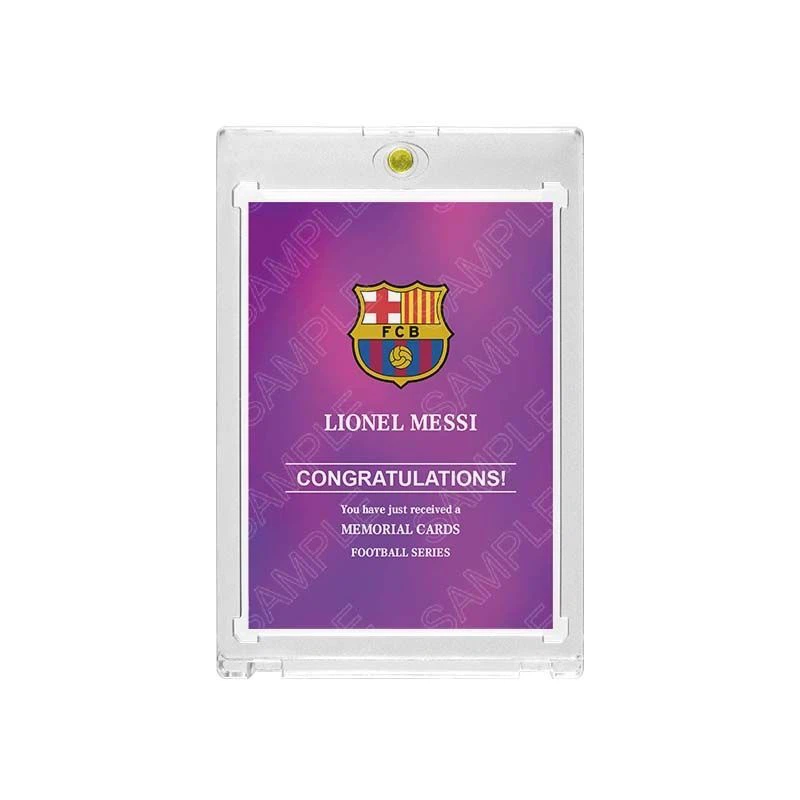Lionel Messi Barcelona Printed‑Signature Collectible Card, Topps Chrome Inspired Fan‑Made Card with Magnetic One‑Touch Holder