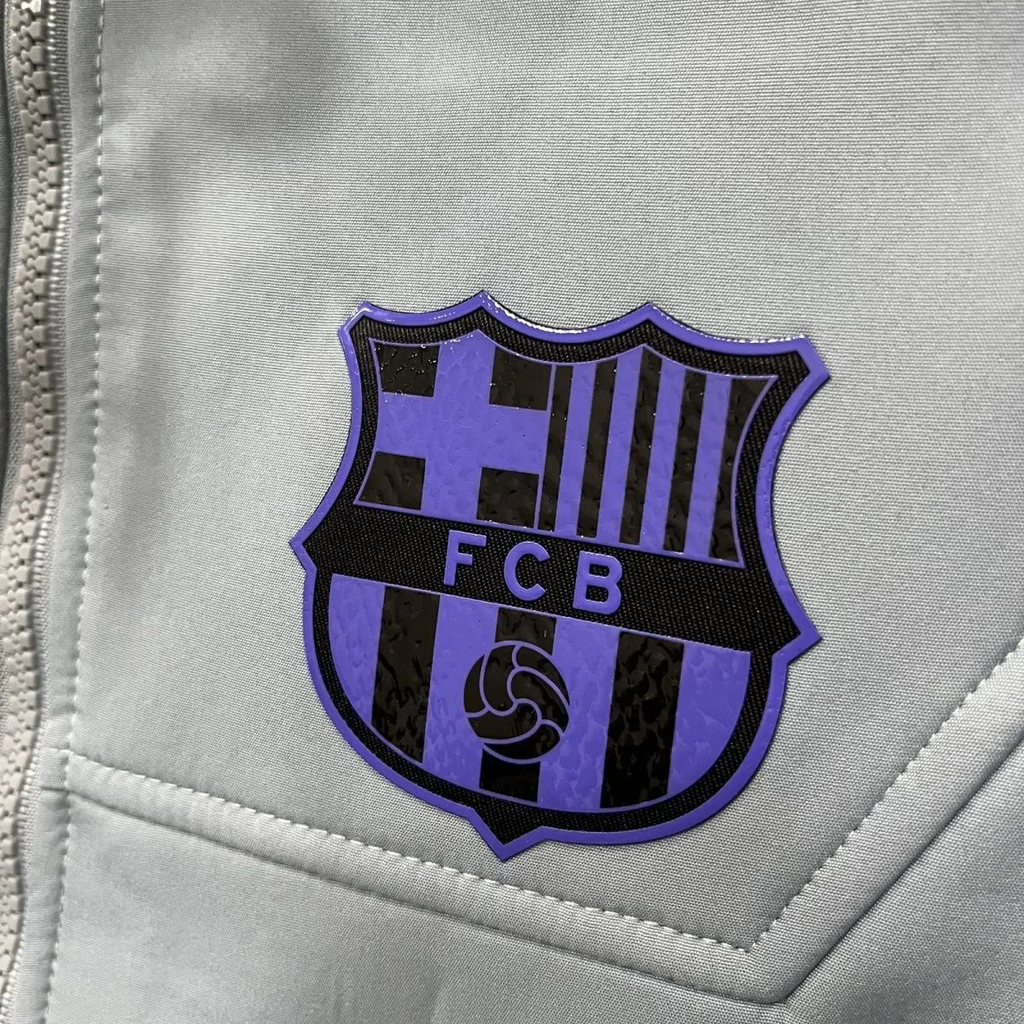 FC Barcelona Men Full‑Zip Softshell Hooded Jacket Windproof Soccer Outerwear