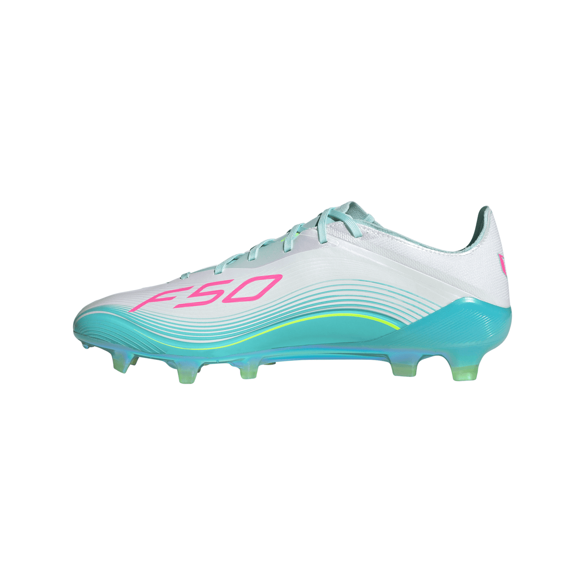 adidas F50 Elite Messi FG Firm Ground Soccer Cleats- Cloud White / Lucid Pink / Flash Aqua