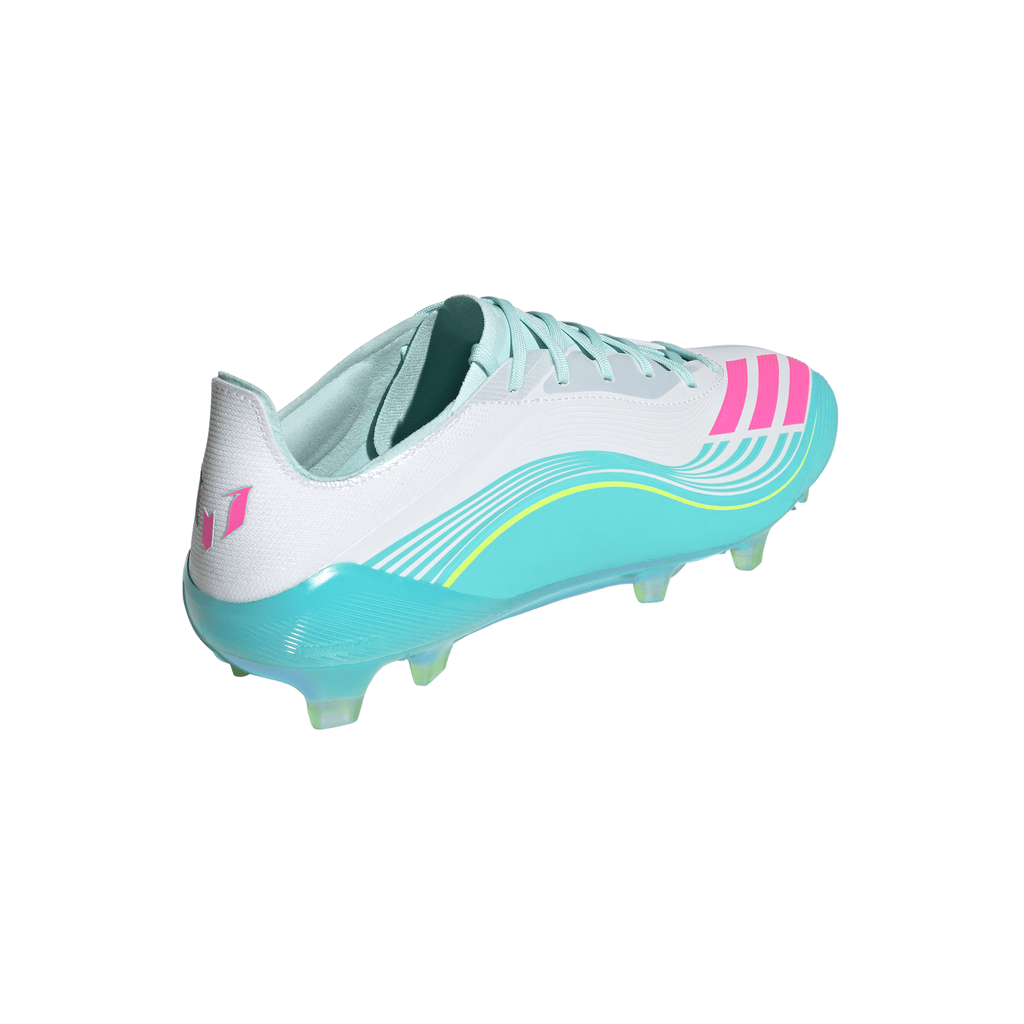 adidas F50 Elite Messi FG Firm Ground Soccer Cleats- Cloud White / Lucid Pink / Flash Aqua
