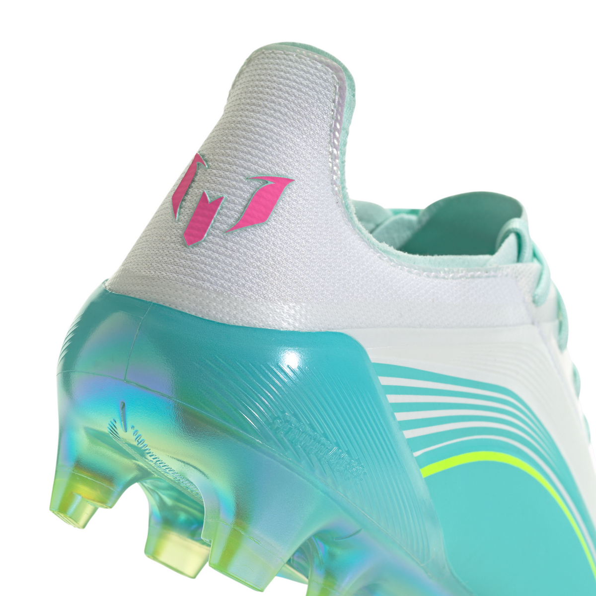 adidas F50 Elite Messi FG Firm Ground Soccer Cleats- Cloud White / Lucid Pink / Flash Aqua