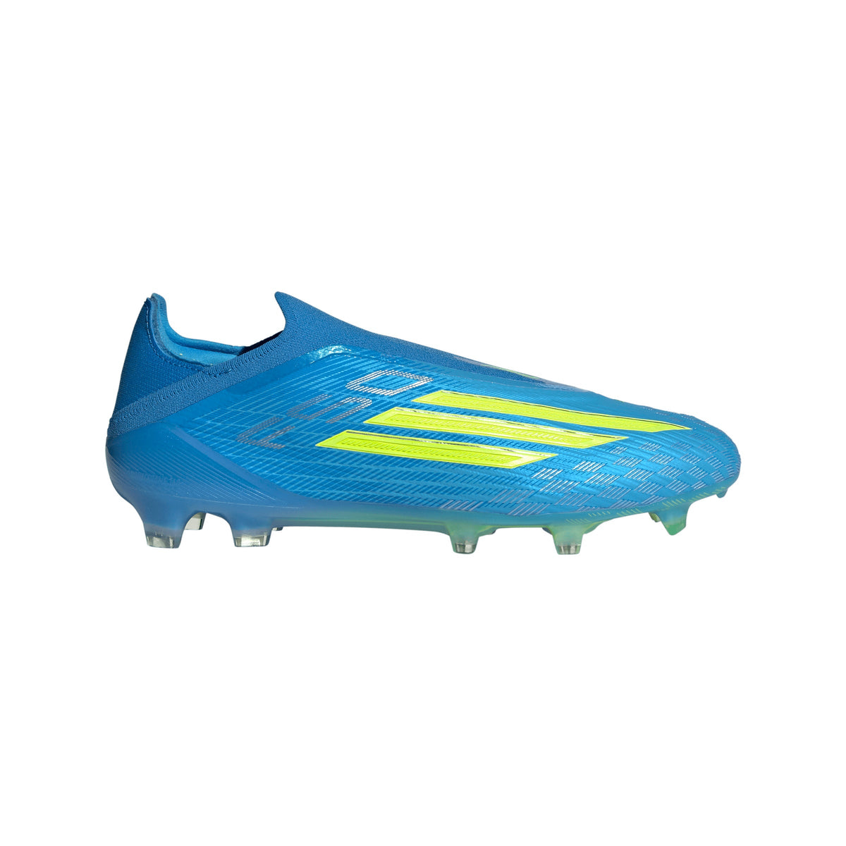 adidas F50 Elite Laceless FG Firm Ground Soccer Cleats- Lucid Ray Blue / Team Solar Yellow 2 / Lucid Aquamarine