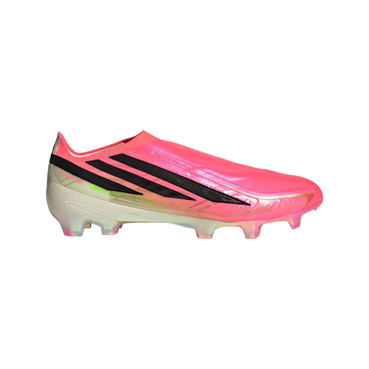 adidas F50 Hyperfast Elite Laceless FG Firm Ground Soccer Cleats- Solar Turbo / Core Black / Gold Metallic