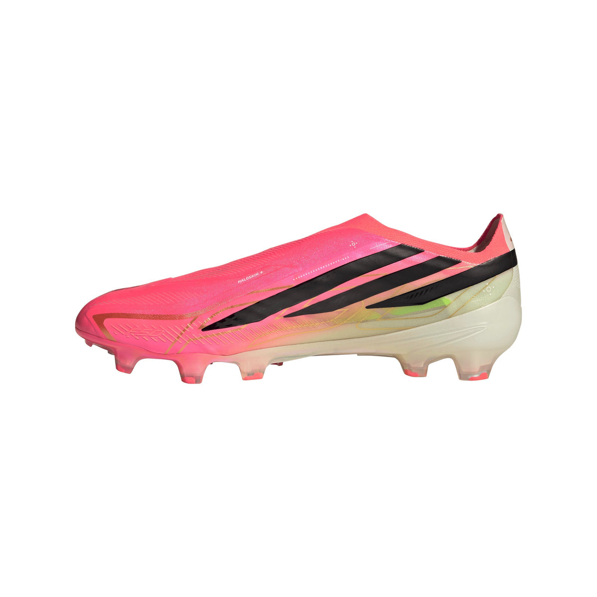 adidas F50 Hyperfast Elite Laceless FG Firm Ground Soccer Cleats- Solar Turbo / Core Black / Gold Metallic