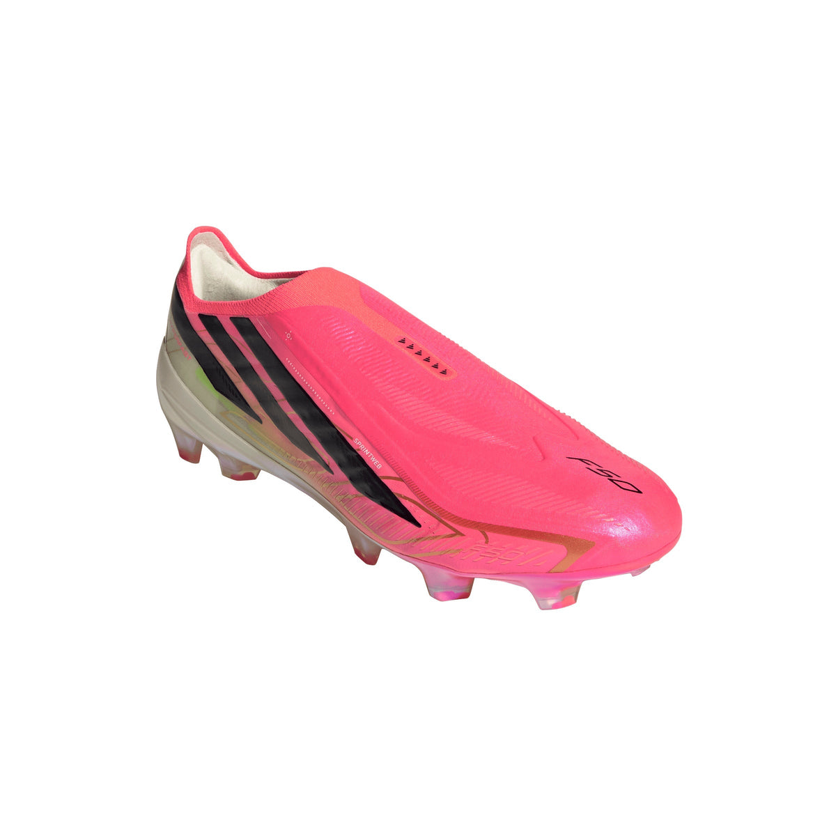 adidas F50 Hyperfast Elite Laceless FG Firm Ground Soccer Cleats- Solar Turbo / Core Black / Gold Metallic